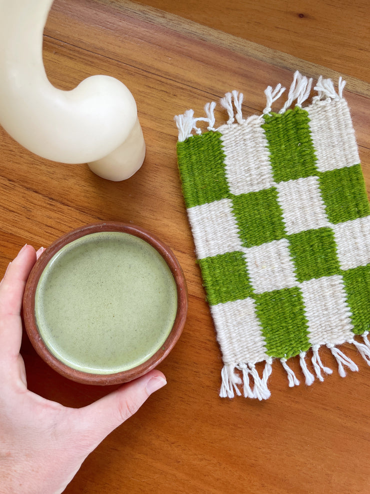 El Juego | Checkered Coaster Set in Green and White