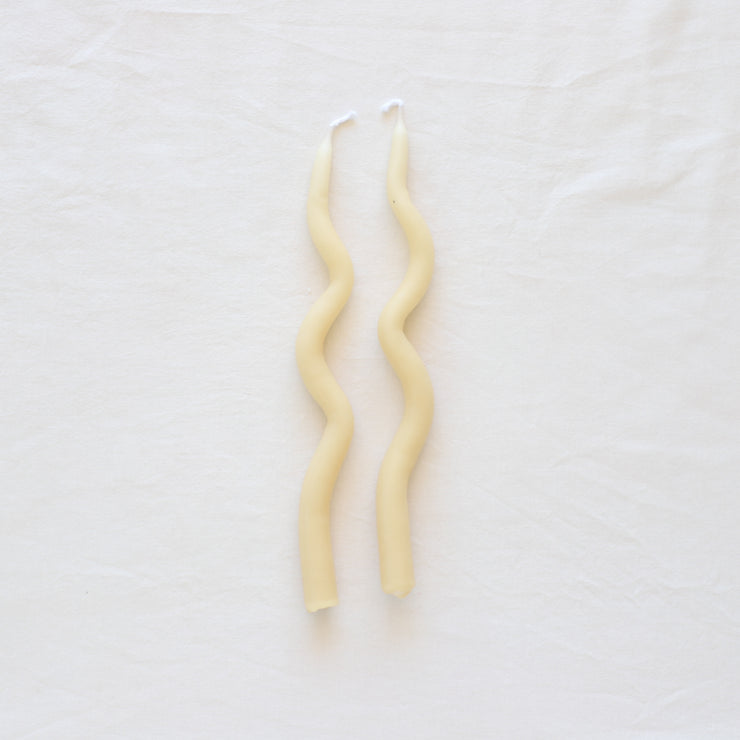 Artisanal Wavy Tapered Candle | White